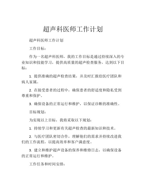 超声科医师工作计划