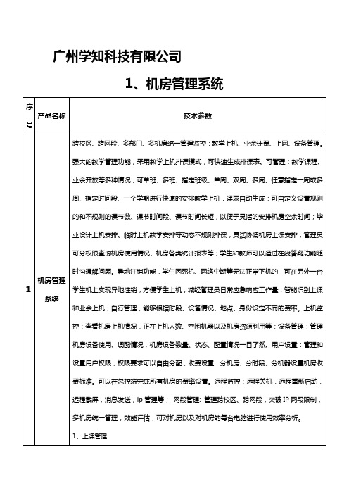 学知科技机房管理参数(包含上网行为系统+网络还原系统