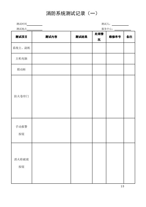 消防系统测试记录