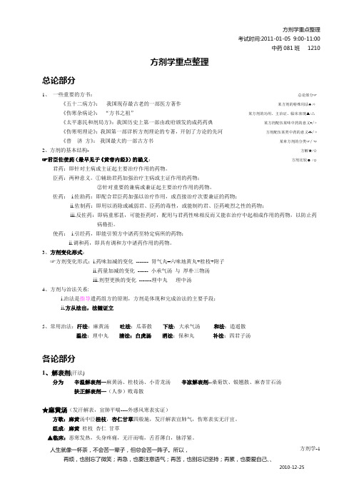 (完整word版)方剂学笔记整理 (终极版)(word文档良心出品)