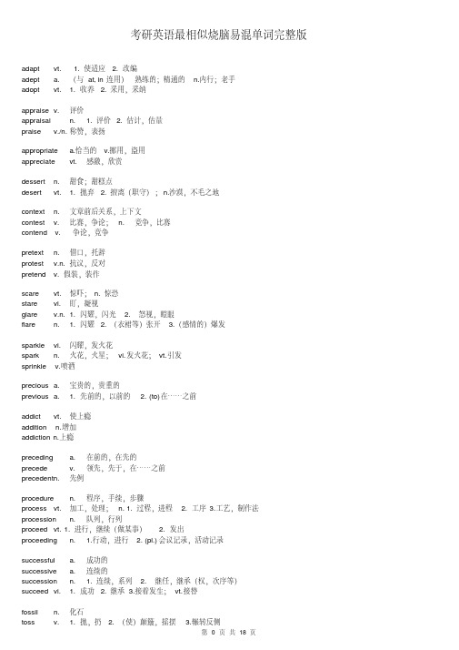 2020考研英语最相似烧脑易混单词(完整版)