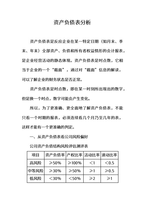 资产负债表分析