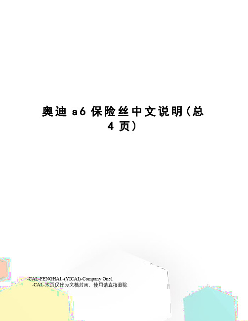 奥迪a6保险丝中文说明