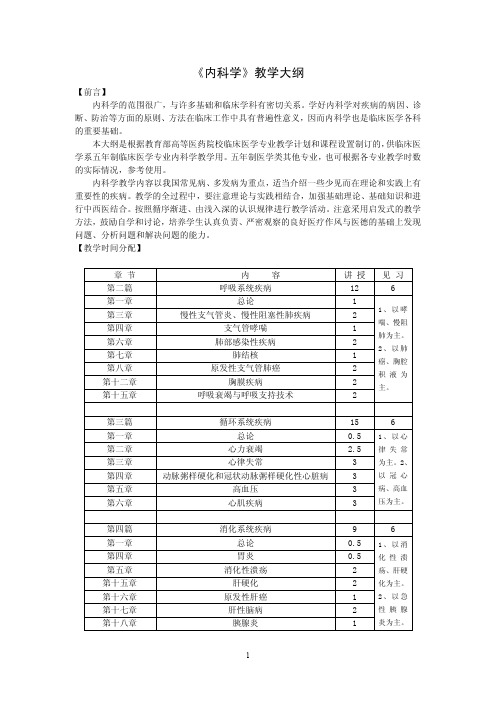 内科教学大纲