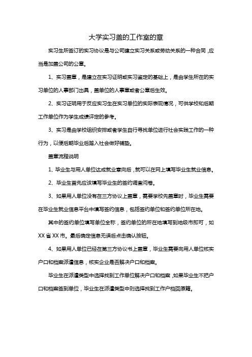 大学实习盖的工作室的章