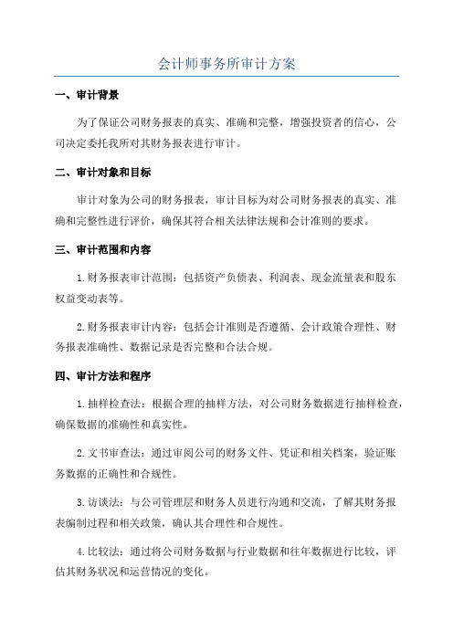 会计师事务所审计方案