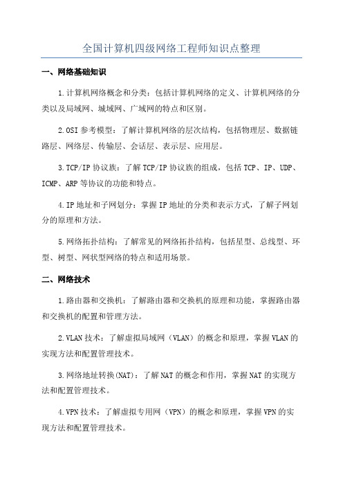 全国计算机四级网络工程师知识点整理