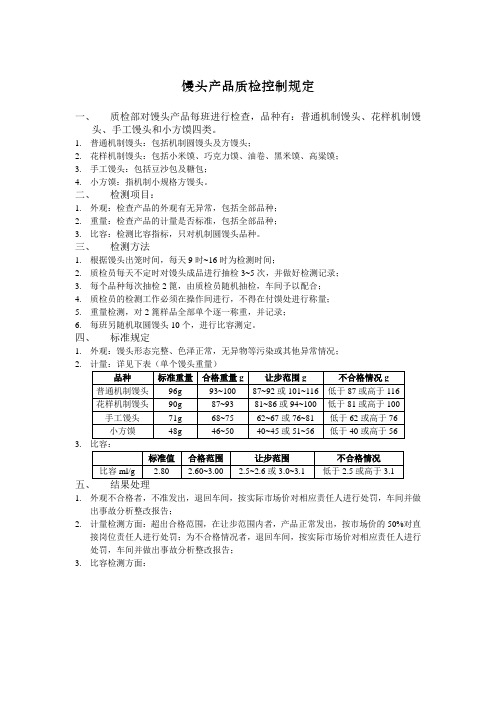 馒头产品质检控制规定