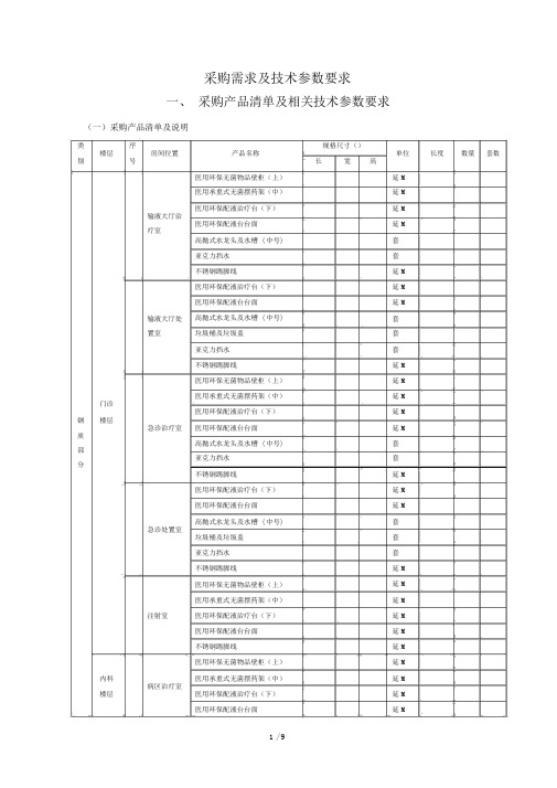 采购需求及技术参数要求