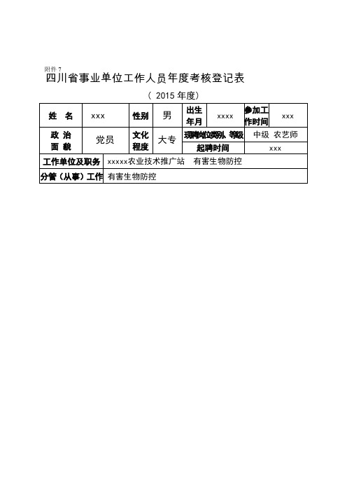 农技员年度考核登记表(2015)