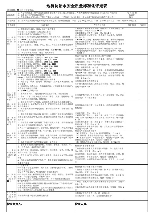 地测防治水标准评定表