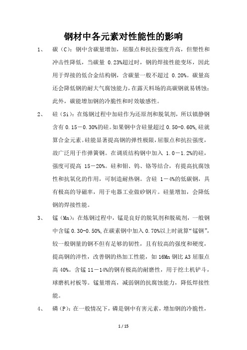 钢材中各元素对性能性的影响