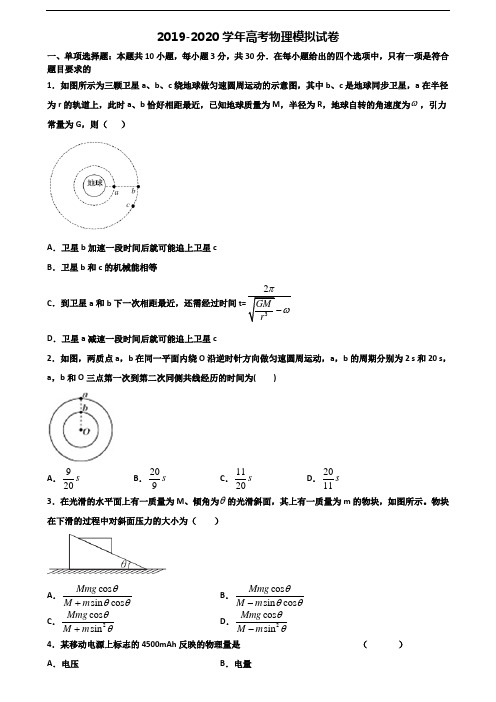 【精选3份合集】山西省晋中市2019-2020学年高考物理学业质量监测试题