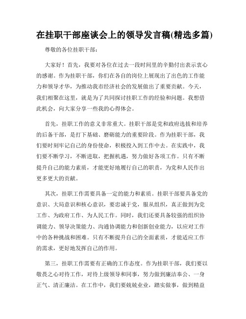 在挂职干部座谈会上的领导发言稿(精选多篇)