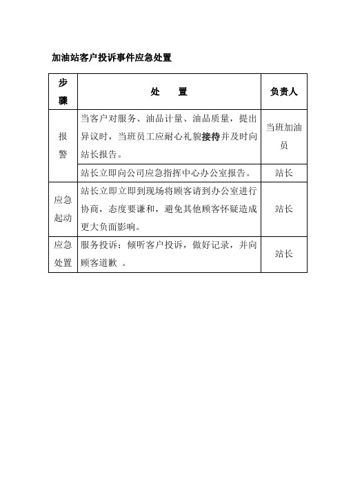 加油站客户投诉事件应急处置