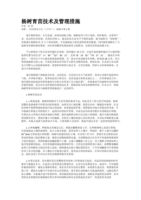 杨树育苗技术及管理措施