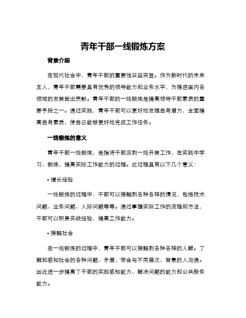 青年干部一线锻炼方案