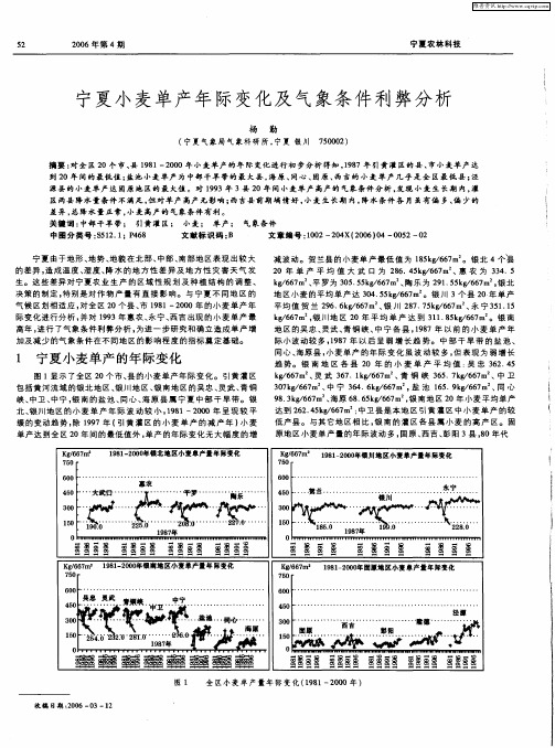 宁夏小麦单产年际变化及气象条件利弊分析