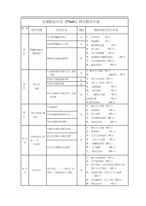 FLASH项目教学计划