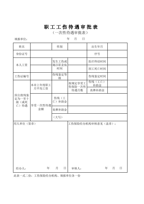 职工工伤待遇审批表