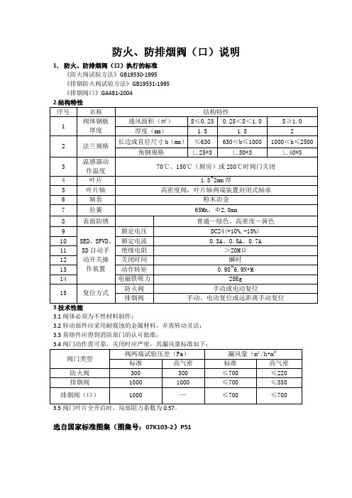 防火、防排烟阀(口)说明