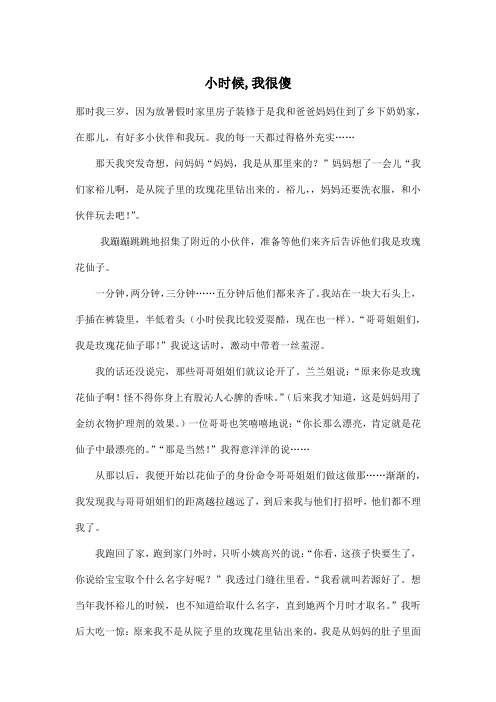 小时候,我很傻_初中初二作文800字