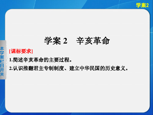 高一历史人民必修课件：专题三 学案 辛亥革命 含解析