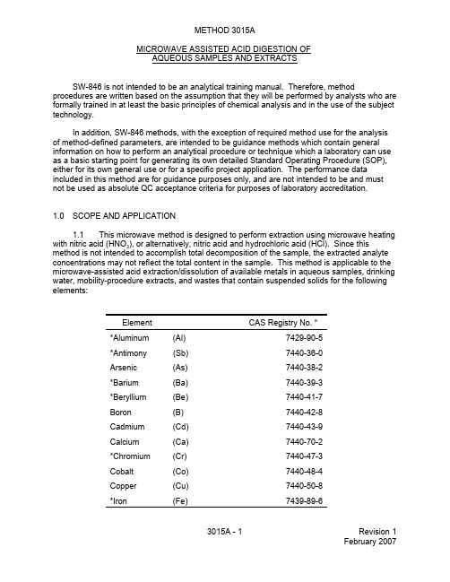 EPA 3015a (microwave digestion of water)