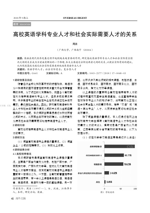 高校英语学科专业人才和社会实际需要人才的关系