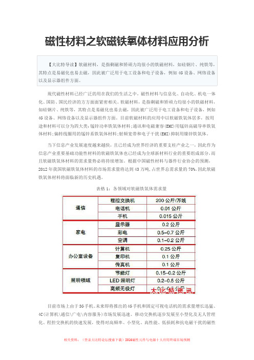 磁性材料之软磁铁氧体材料应用分析