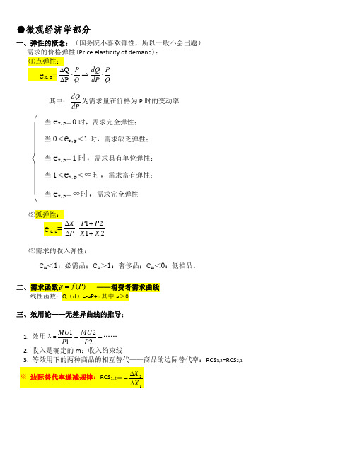 西方经济学公式汇总