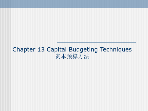 Chapter 13 Capital Budgeting Techniques  资本预算方法 财务管理(双语版) 教学课件