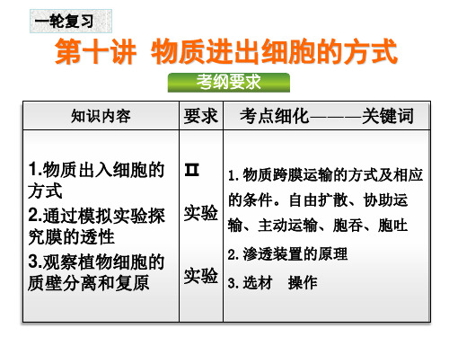 第10讲物质进出细胞的方式(一轮复习)资料