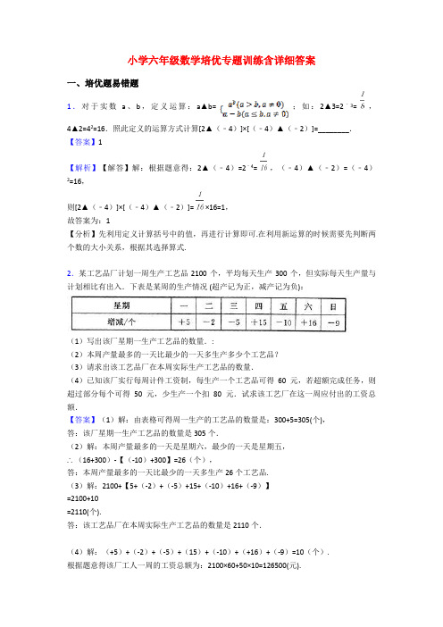 小学六年级数学培优专题训练含详细答案