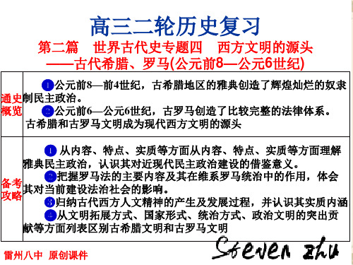 0181Steven专题四 西方文明的源头—古代希腊、罗马(公元前8—公元6世纪)