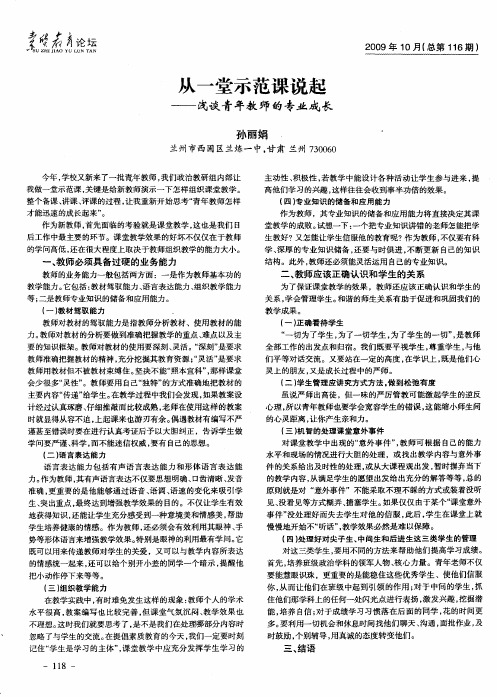 从一堂示范课说起——浅谈青年教师的专业成长