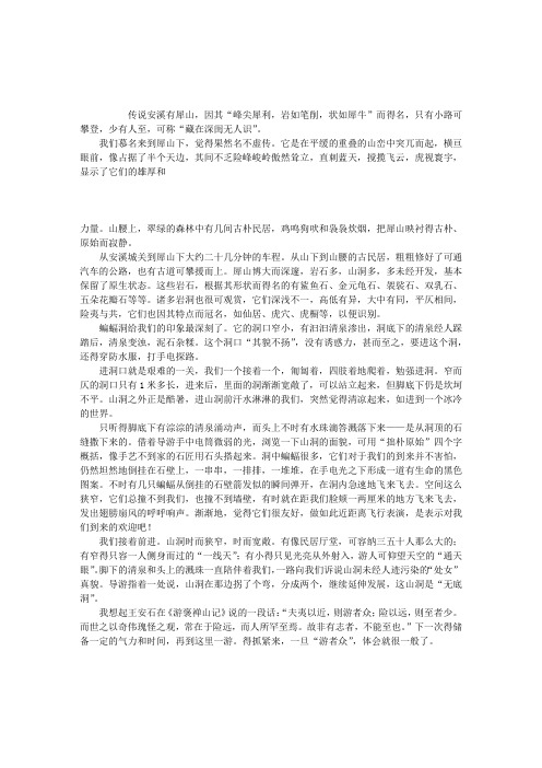 游记欣赏:犀山岩洞记游