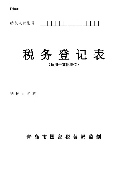 纳税人识别号税务登记表