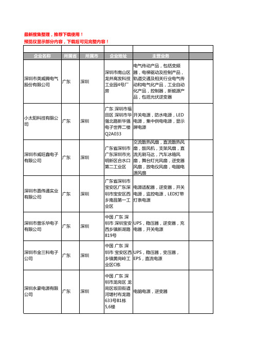 新版广东省深圳逆变电源工商企业公司商家名录名单联系方式大全400家