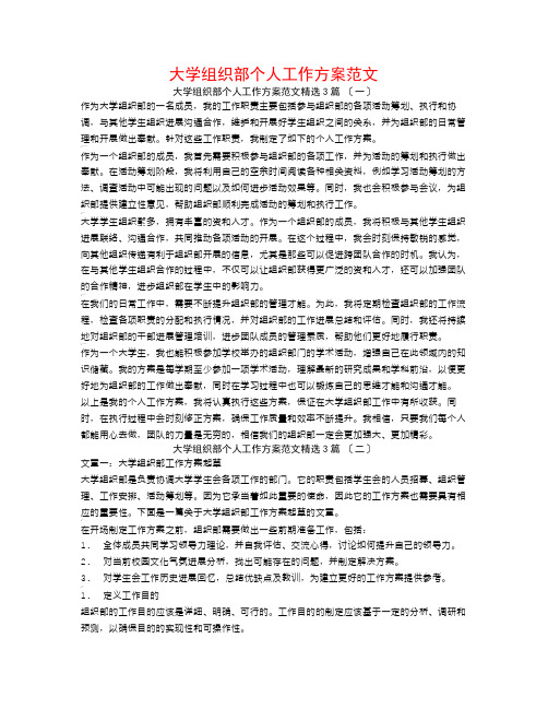 大学组织部个人工作计划范文3篇