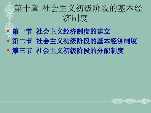 第十章 社会主义初级阶段基本经济制度PPT课件