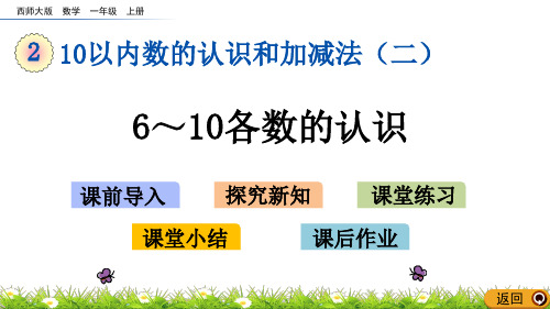 一年级上册教学课件2.1 6～10各数的认识  西师大版  (共20张PPT)