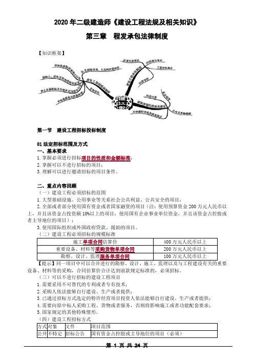 2020年二级建造师《建设工程法规及相关知识》第三章 工程发承包法律制度24页