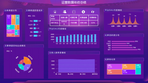 企业 公司 运营人员年终总结 通用动态数据看板 数据可视 轻松修改 PPT模板