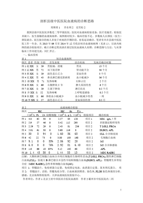 剖析县级中医医院血液病的诊断思路