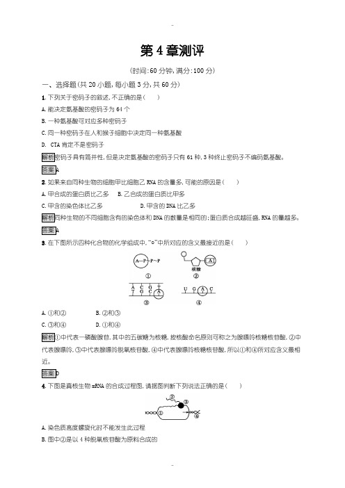 最新人教版高中生物必修二课后习题：第4章测评含答案