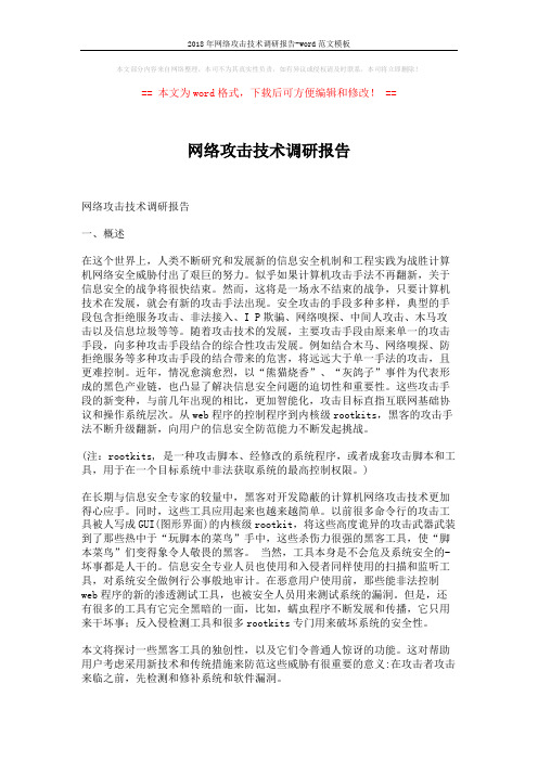2018年网络攻击技术调研报告-word范文模板 (7页)