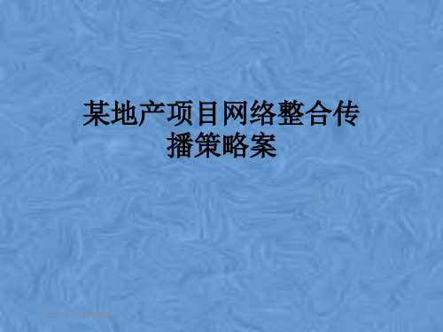 某地产项目网络整合传播策略案