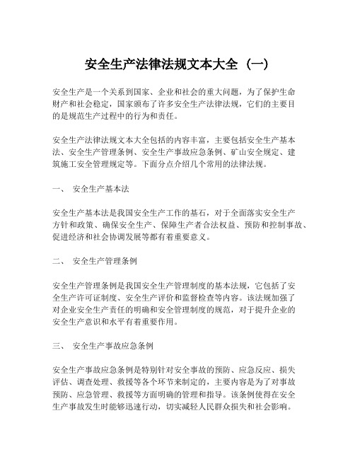 安全生产法律法规文本大全 (一)