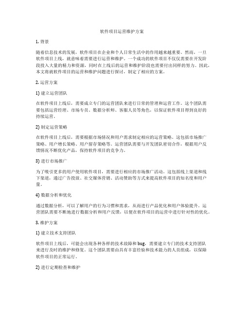 软件项目运营维护方案